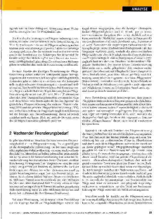 Vorschauseite 2: Zukunft der Pflegefinanzierung: Eckpunkte für eine tragfähige Reform