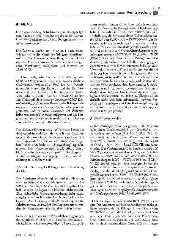 Vorschauseite 2: Akute Sturzgefährdung im Krankenhaus - Bettgitter BGB § 278, § 280 Abs. 1, § 611; SGB X § 116 Abs.
