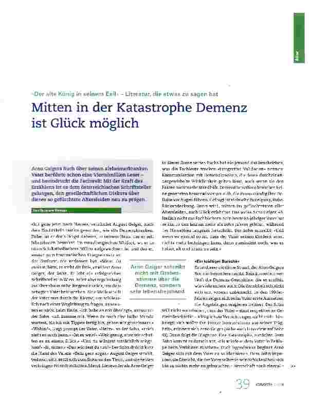 Vorschauseite 1: Mitten in der Katastrophe Demenz ist Glück möglich