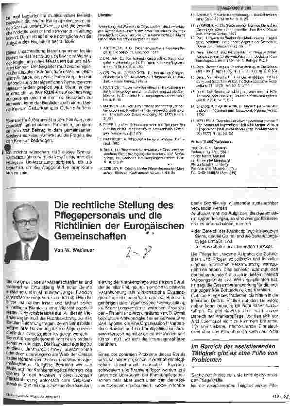 Vorschauseite 1: Die rechtliche Stellung des Pflegepersonals und die Richtlinien der Europäischen Gemeinschaft