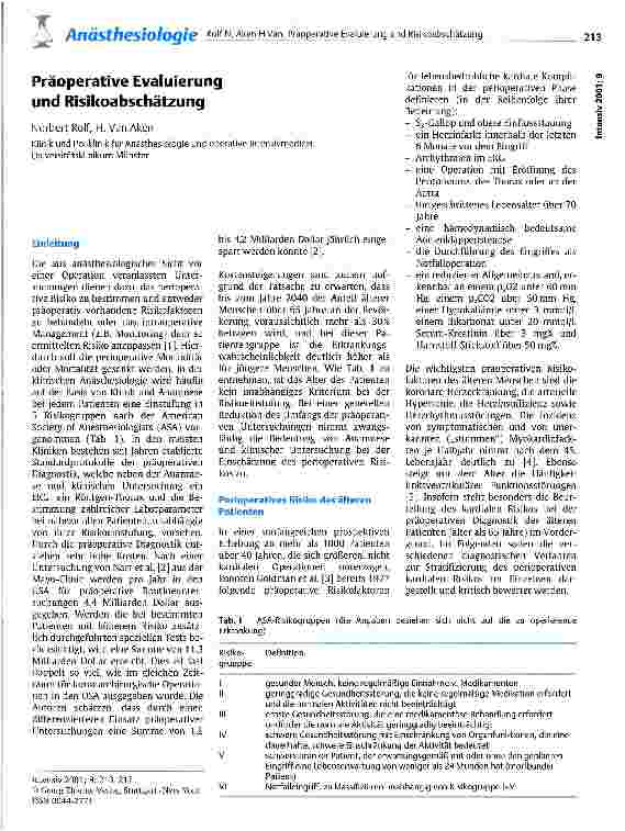 Vorschauseite 1: Präoperative Evaluierung und Risikoabschätzung
