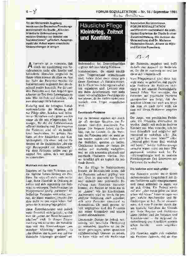Vorschauseite 1: Häusliche Pflege Kleinkrieg, Zeitnot und Konflikte