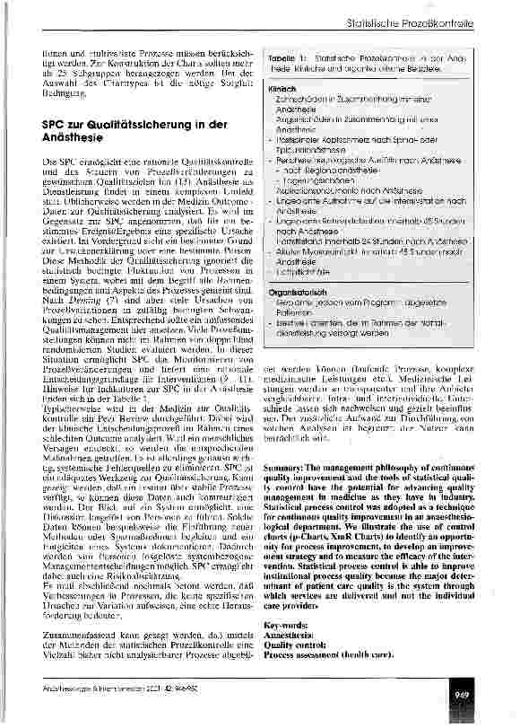 Vorschauseite 4: Statistische Prozeßkontrolle zum Qualitätsmanagement in der Anästhesie