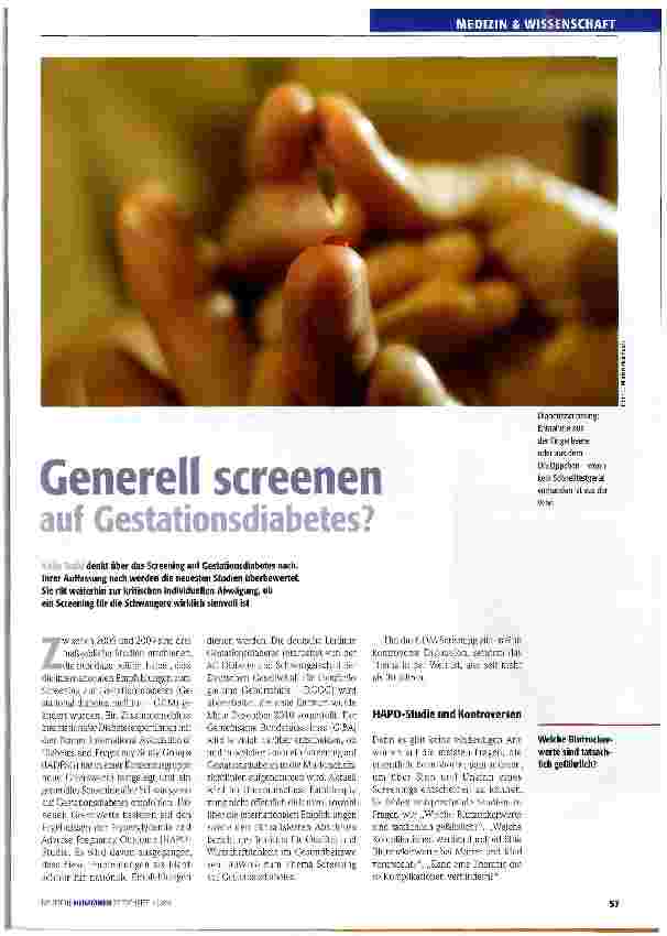 Vorschauseite 1: Generell screenen auf Gestationsdiabetes?