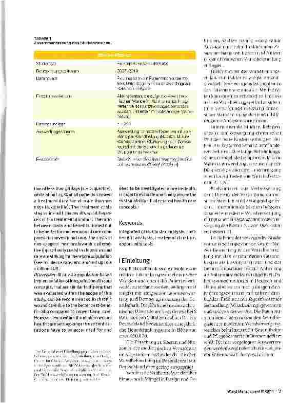 Vorschauseite 2: Kosten-Nutzen-Bewertung in der Versorgungchronischer Wunden - Clusteranalyse nach Dauer der Behandlung und Kostentypologie