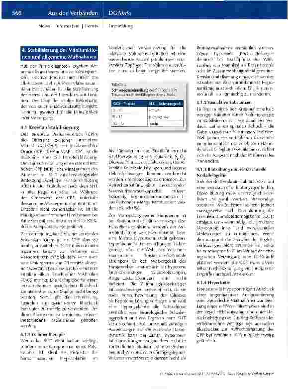 Vorschauseite 4: Aktualisierte Empfehlungen: Innerklinische Akutversorgung des Patienten mit schwerem Schädel-Hirn-Trauma