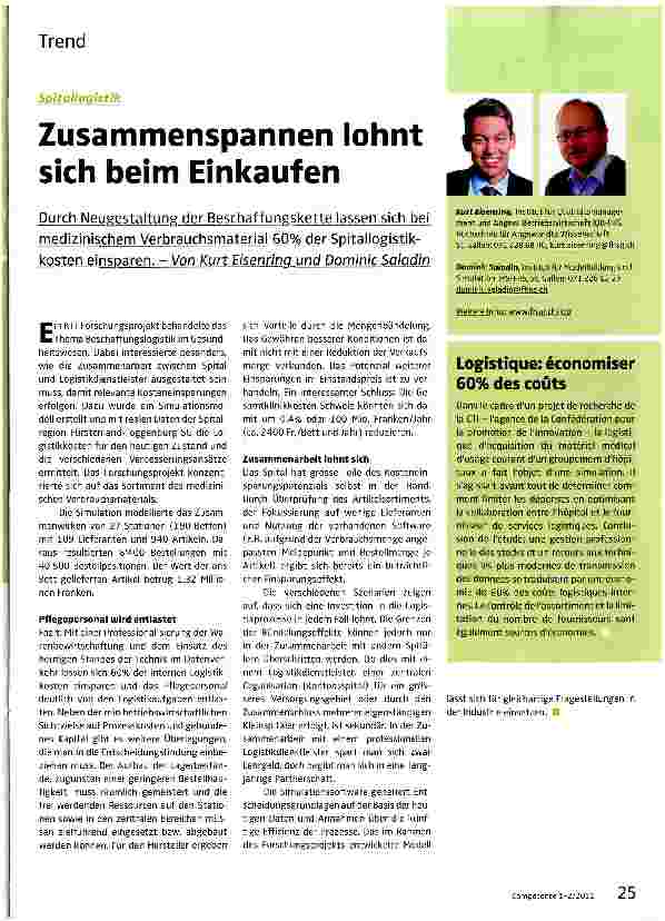 Vorschauseite 1: SpitallogistikZusammenspannen lohnt sich beim Einkaufen