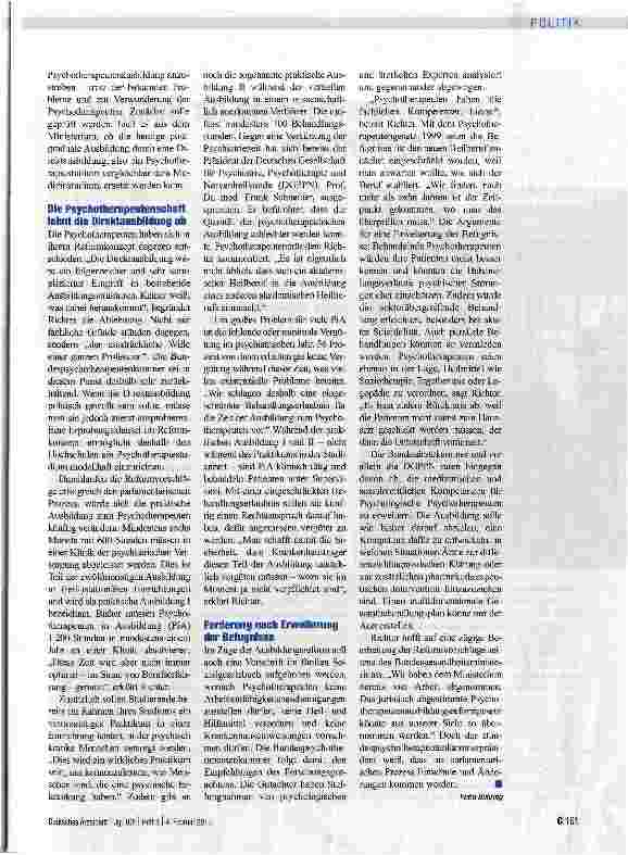 Vorschauseite 2: REFORM DER PSYCHOTHERAPEUTENAUSBILDUNG „Qualitätsunterschiede in der Kindertherapie darf es nicht geben