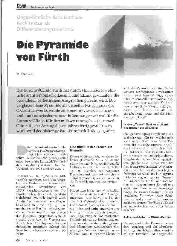 Vorschauseite 1: Ungewöhnliche Krankenhaus-Architektur als Differenzierungsmerkmal die Pyramide von Fürth