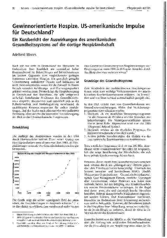 Vorschauseite 1: Gewinnorientierte Hospize, US-amerikanische Impulse für Deutschland?