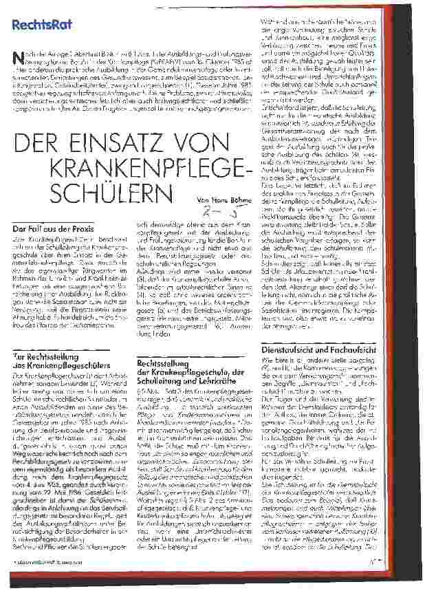 Vorschauseite 1: Der Einsatz von Krankenpflegeschülern