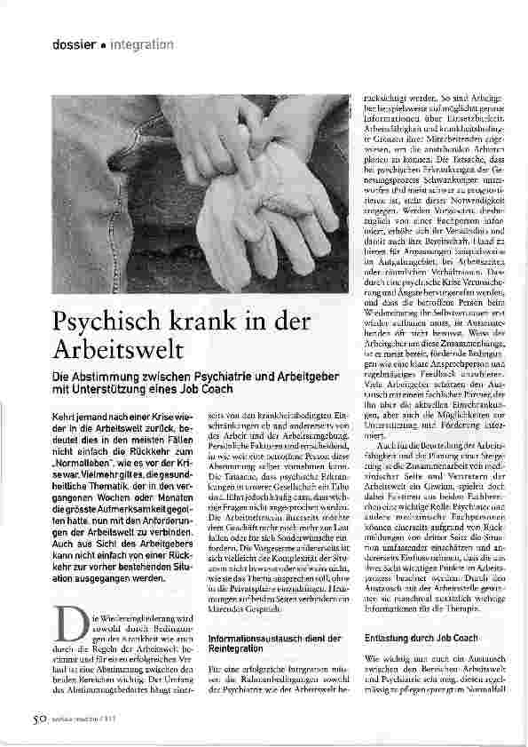 Vorschauseite 1: Psychisch krank in der Arbeitswelt