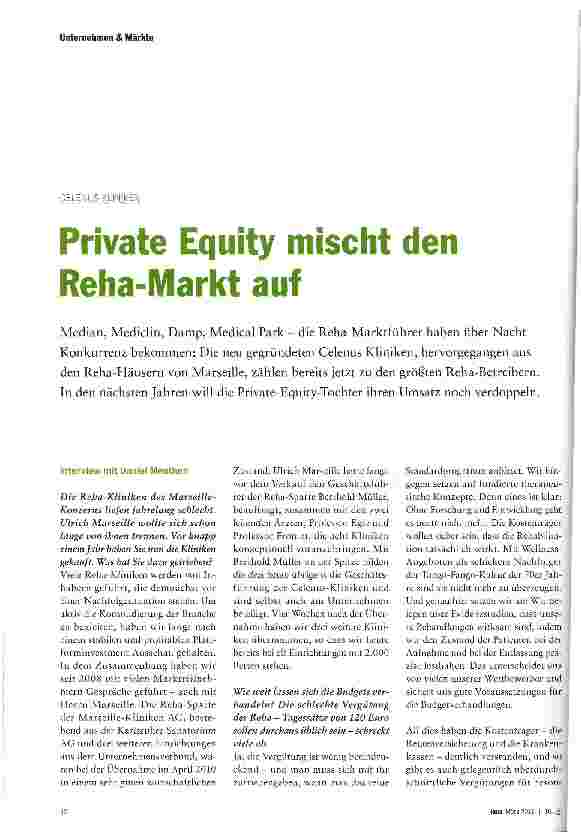 Vorschauseite 1: Private Equity mischt den Rena-Markt auf