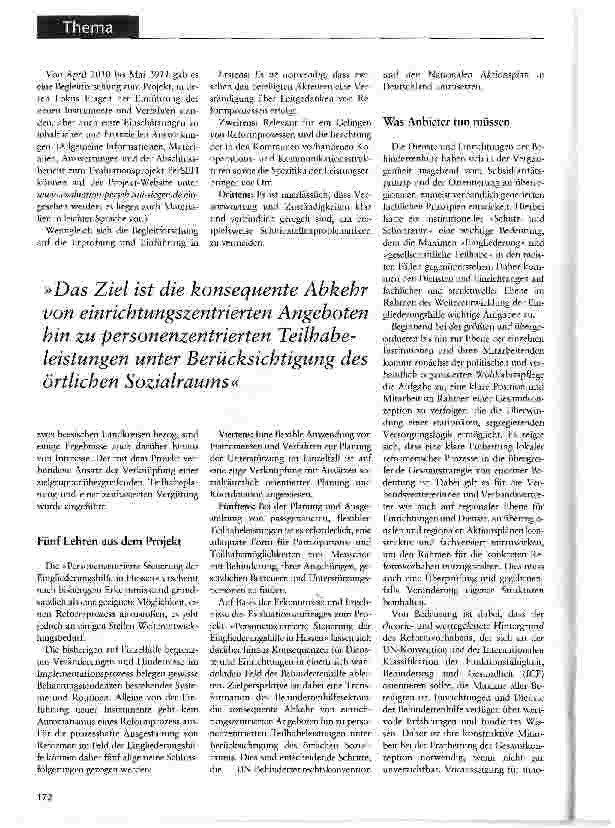 Vorschauseite 2: Von der Einrichtung zur Person Reform der Eingliederungshilfe und ihre Bedeutung für Dienste und Einrichtungen