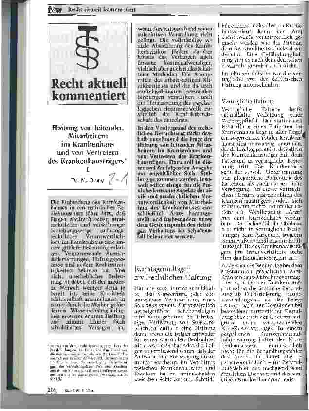 Vorschauseite 1: Haftung von leitenden Mitarbeitern im Krankenhaus und von Vertretern des Krankenhausträgers