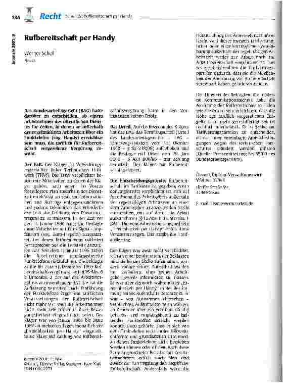 Vorschauseite 1: Rufbereitschaft per Handy