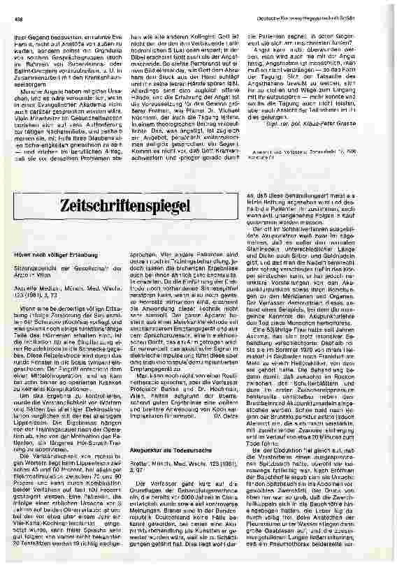 Vorschauseite 3: Angst vor der Angst der Patienten? Zu einer Tagung der evangelischen Akademie Baden in Bad Herrenalb