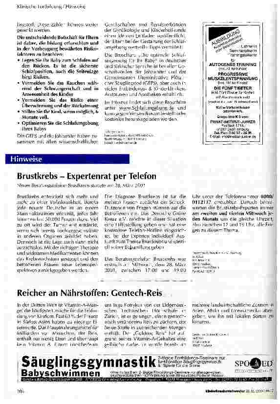 Vorschauseite 2: Ein Zusammenhang zwischen dem Plötzlichen Säuglingstod (SIDS) und einer Helicobacter-pylori-Infektion?