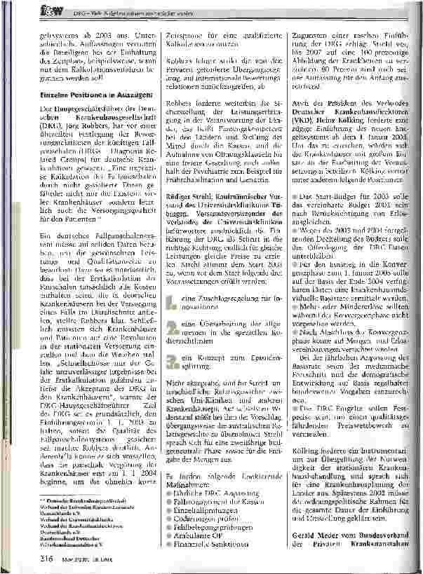 Vorschauseite 4: DRG - Viele Aufgaben müssen noch erledigt werden