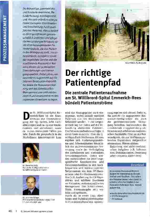 Vorschauseite 1: Der richtige Patienten pfad Die zentrale Patientenaufnahme am St. Willibrord-Spital Emmerich-Reesbündelt Patientenströme
