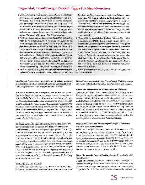 Vorschauseite 3: «Nachtarbeit geht nicht spurlos an der Gesundheit vorbei»