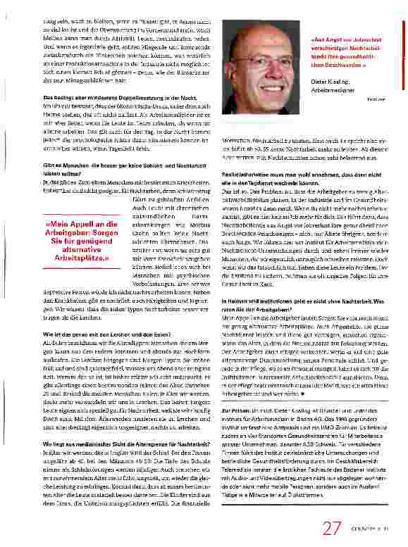 Vorschauseite 4: «Nachtarbeit geht nicht spurlos an der Gesundheit vorbei»