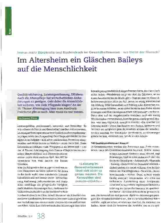 Vorschauseite 1: Im Altersheim ein Gläschen Baileys auf die Menschlichkeit
