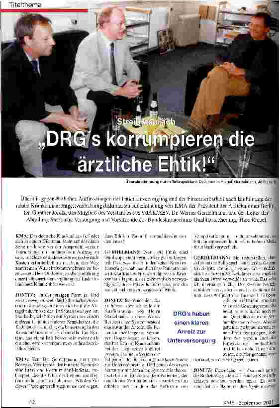 Vorschauseite 1: DRGs korrumpieren die ärztliche Ehtik! Streitgespräch