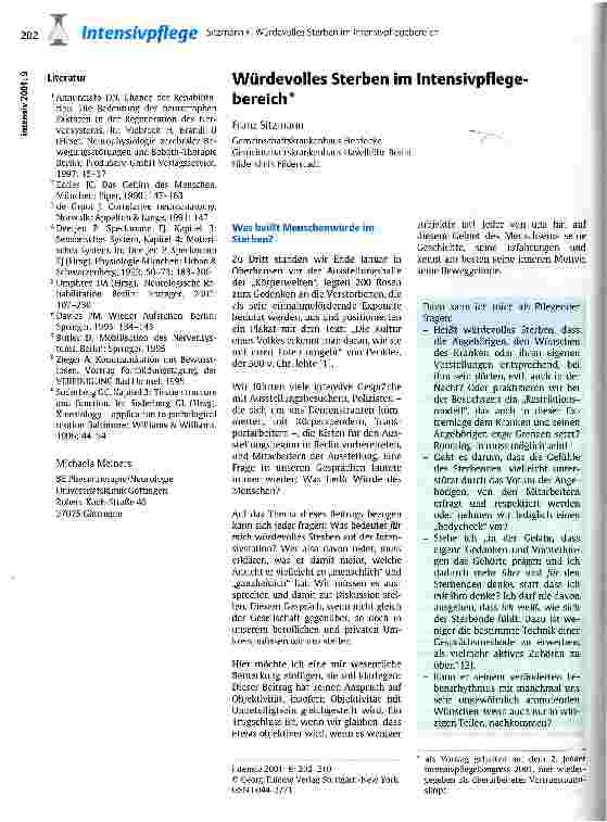Vorschauseite 1: Würdevolles Sterben im Intensivpflegebereich