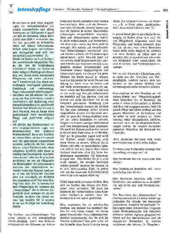Vorschauseite 2: Würdevolles Sterben im Intensivpflegebereich