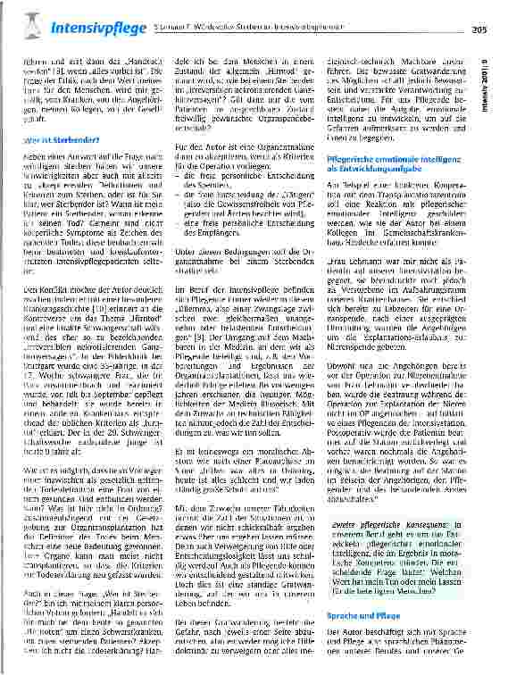 Vorschauseite 4: Würdevolles Sterben im Intensivpflegebereich