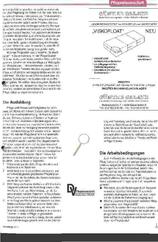 Vorschauseite 2: Unter Wert verkauft Eine Initiative zur Pflegeforschung