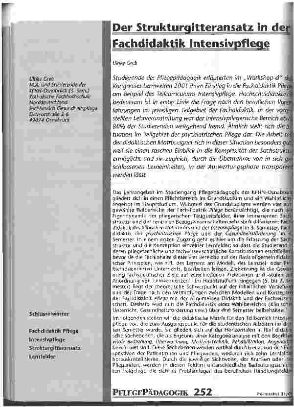 Vorschauseite 1: Der Strukturgitterumsatz in der Fachdidaktik Intensivpflege