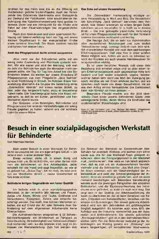 Vorschauseite 2: Unser Beitrag zum Jahr der Behinderten
