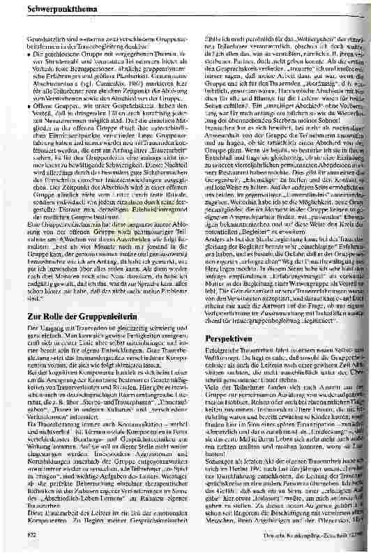 Vorschauseite 4: Geteiltes Leid ist halbes Leid Ein Bericht über die Arbeit in Trauergesprächskreisen