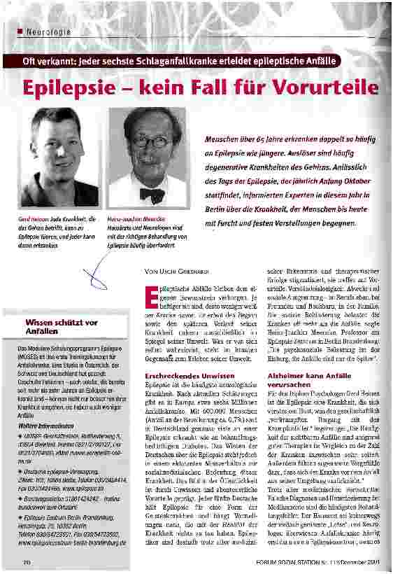 Vorschauseite 1: Epilepsie - kein Fall für Vorurteile