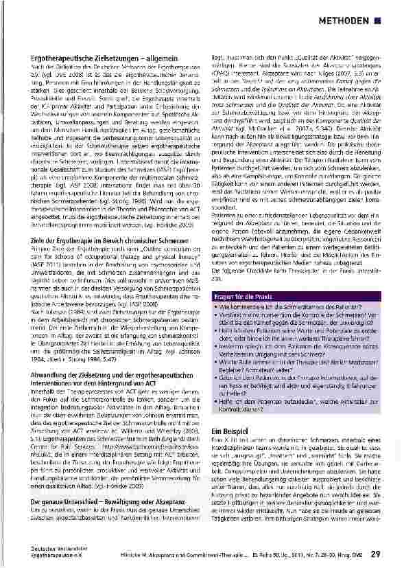 Vorschauseite 2: Akzeptanz und Commitment-Therapie als herausfordernder Ansatz für Ergotherapeuten im Schmerzmanagement