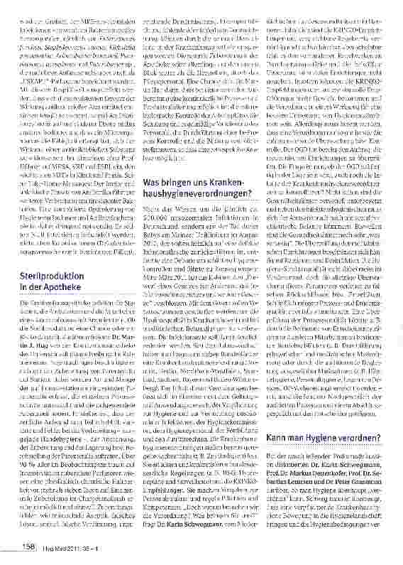 Vorschauseite 3: Händehygiene, multiresistente Erreger und Krankenhaushygieneverordnungen im Fokus