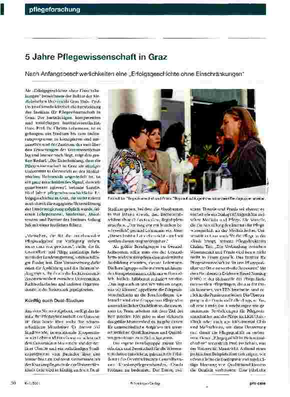 Vorschauseite 1: 5 Jahre Pflegewissenschaft in Graz