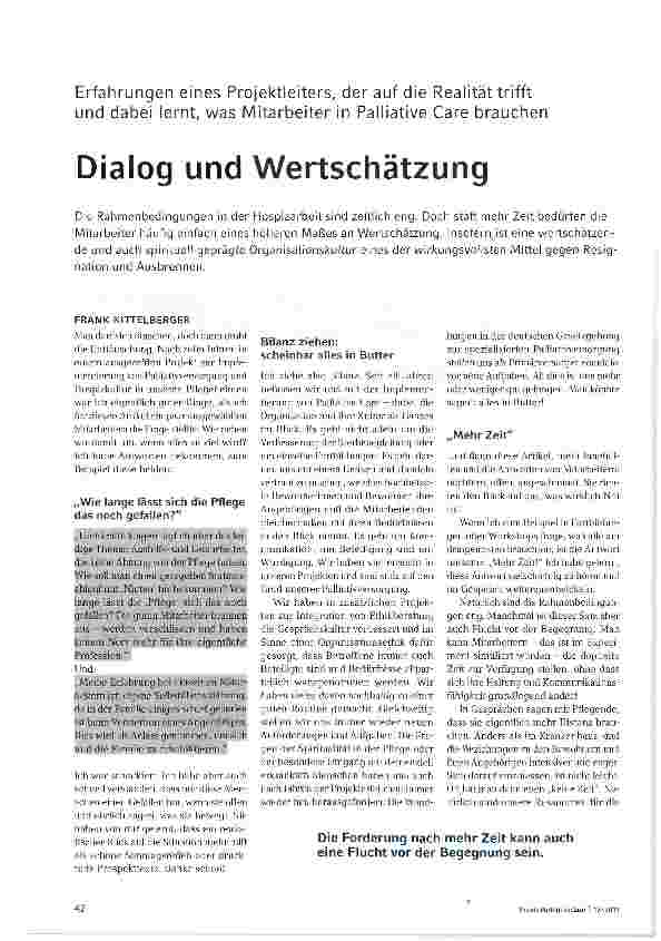 Vorschauseite 1: Dialog und Wertschätzung