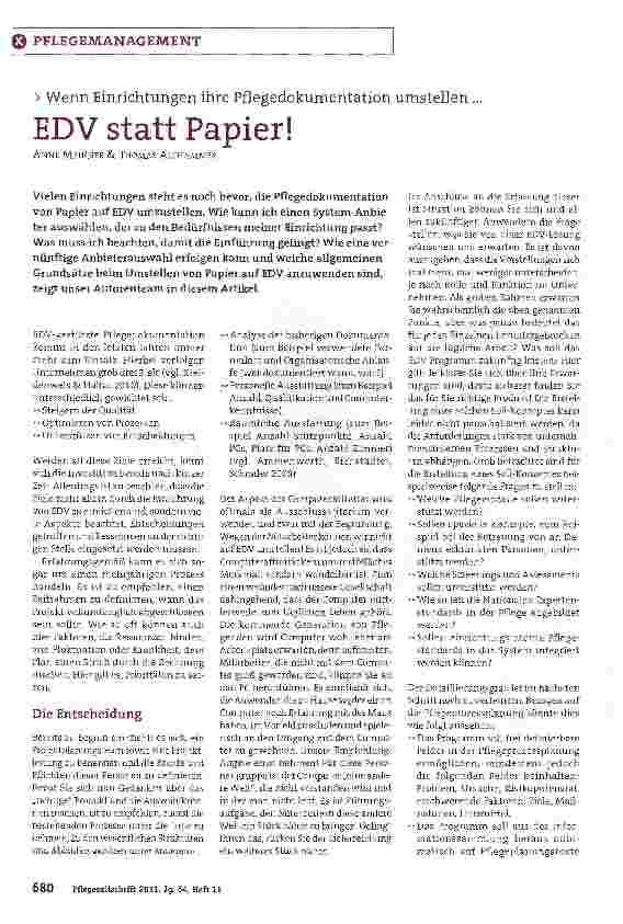 Vorschauseite 1: EDV statt Papier!