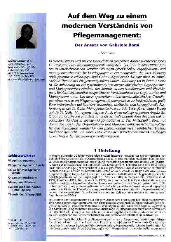 Vorschauseite 1: Auf dem Weg zu einem modernen Verständnis von Pflegemanagement: