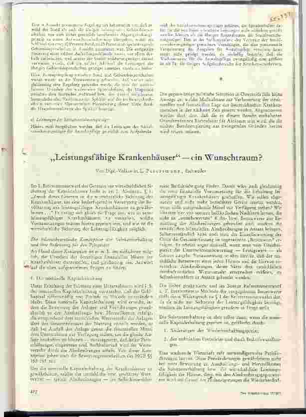 Vorschauseite 1: Leistungsfähige Krankenhäuser --- ein Wunschtraum