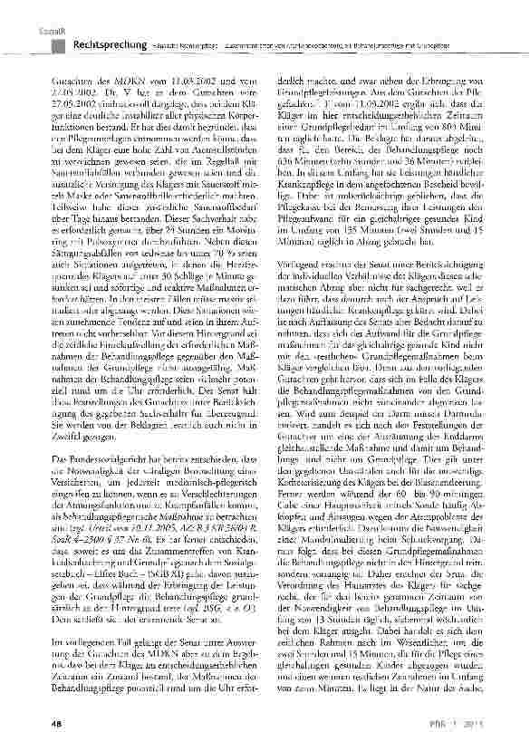 Vorschauseite 5: Häusliche Krankenpflege - Zusammentreffen von Krankenbeobachtung als Behandlungspflege mit GrundpflegeSGB V § 37 Abs. 2 Satz 1; SCB XI § 14 Abs. 4; SGG § 86, § 96, § 99