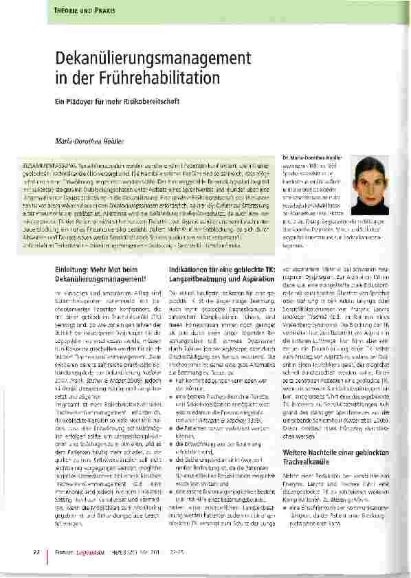Vorschauseite 1: Dekanülierungsmanagement in der Frührehabilitation