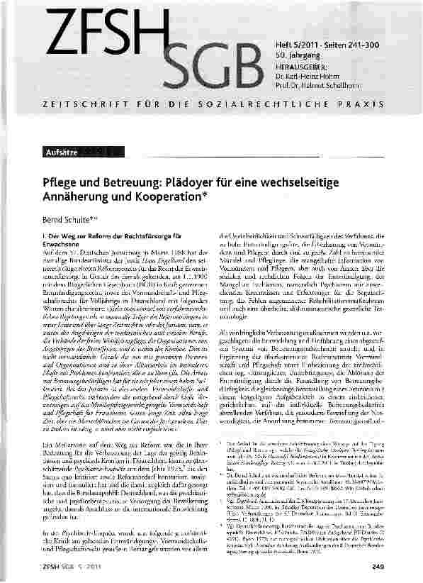 Vorschauseite 1: Pflege und Betreuung: Plädoyer für eine wechselseitige Annäherung und Kooperation