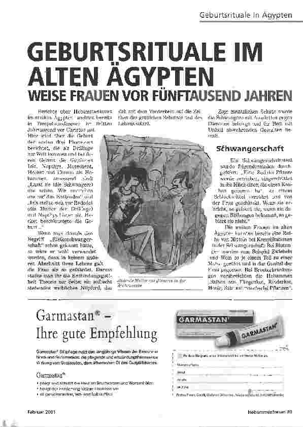 Vorschauseite 1: GEBURTSRITUALE IM ALTEN ÄGYPTENWEISE FRAUEN VOR FÜNFTAUSEND JAHREN