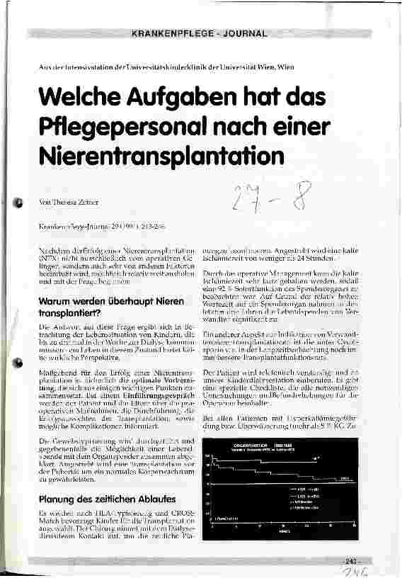 Vorschauseite 1: Welche Aufgaben hat das Pflegepersonal nach einer Nierentransplantation