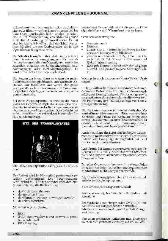 Vorschauseite 2: Welche Aufgaben hat das Pflegepersonal nach einer Nierentransplantation