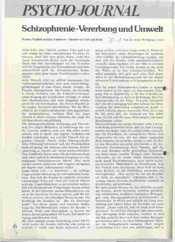 Vorschauseite 1: Schizophrenie-Vererbung und Umwelt